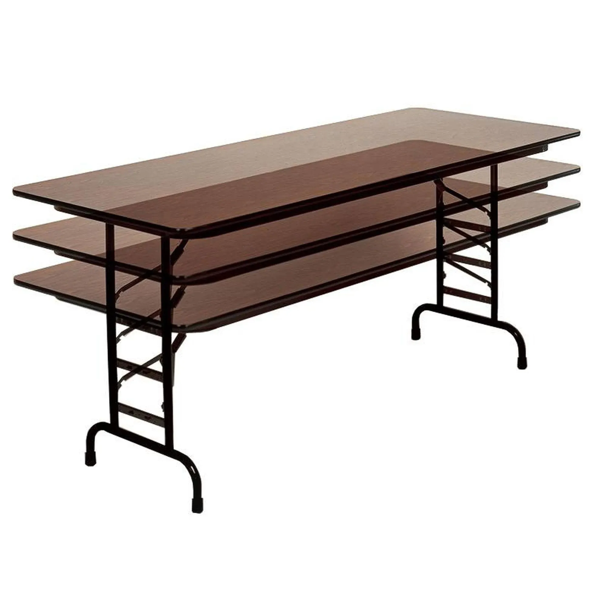 CFA Adjustable Melamine Folding Tables 24x60 Walnut