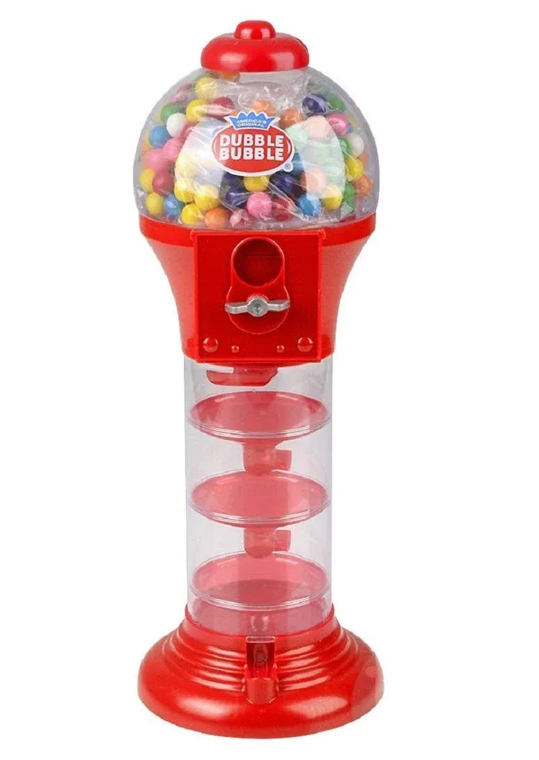 Large 18" Spiral Fun Gumball Candy Bank (Red) 155 Gumballs Included! Dubble Bubble Hard Candy Jaw Braker Piggy Bank Saving Money Coins Machine