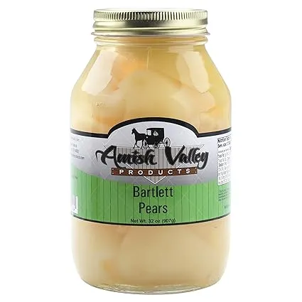 Amish Valley Products Old Fashioned Bartlett Pear Halves Canned Pears Jarred in 32 oz Glass Jar