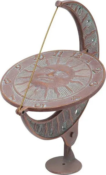 Whitehall Products Sun and Moon Sundial, Copper Verdi