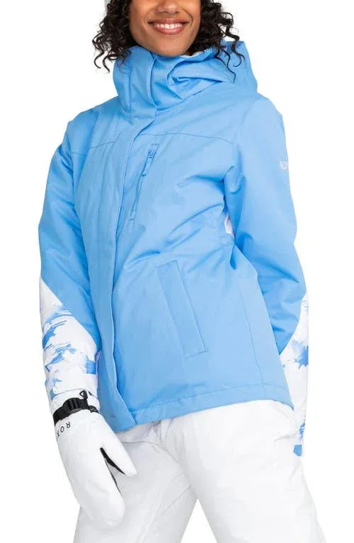 Roxy Jetty Block Insulated Snow Jacket (Azure Blue Clouds) Women's Clothing