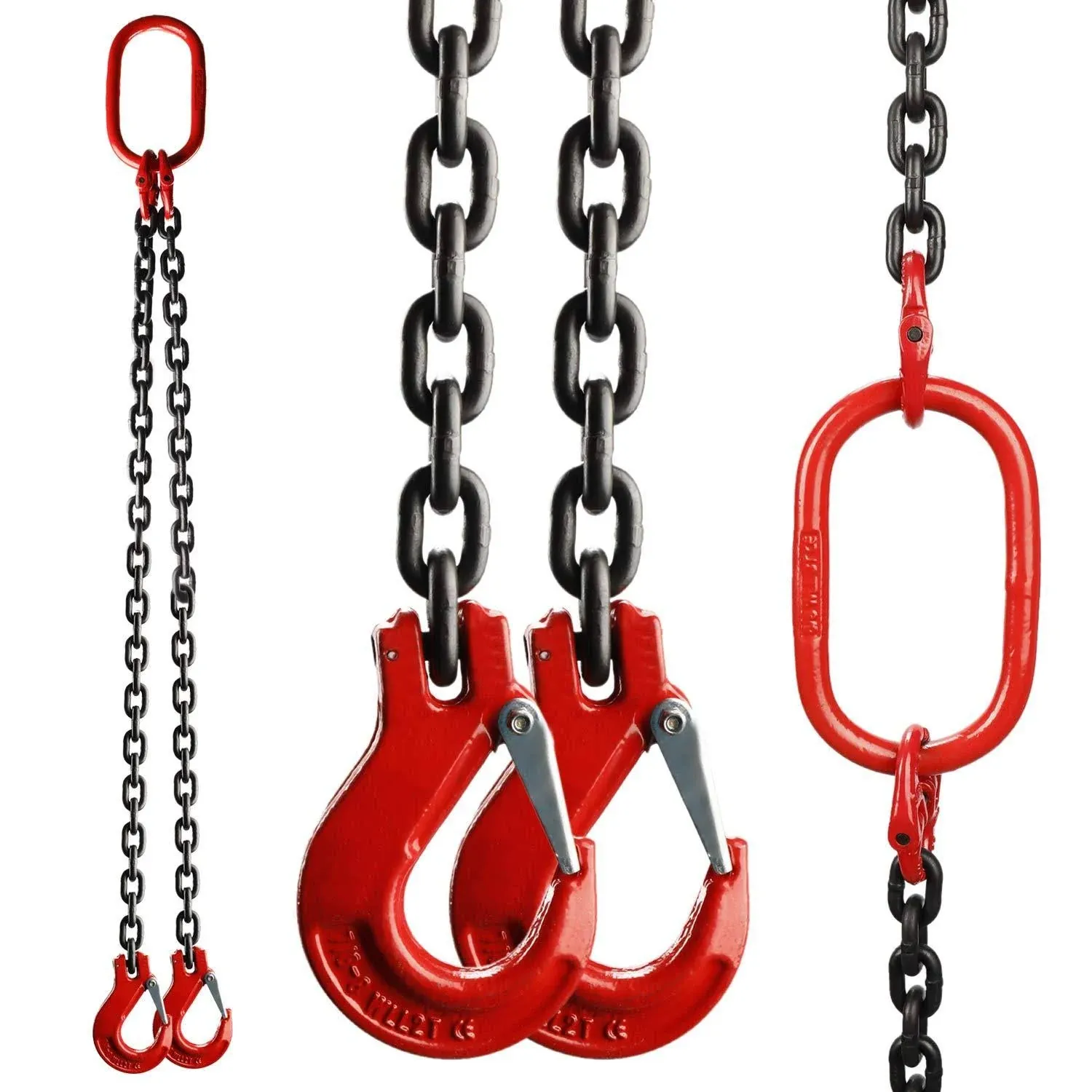 Chain Sling 5/16&#039;&#039;x 5ft Double Leg with Grab Hooks Sling Chain for Lifting 3 Ton