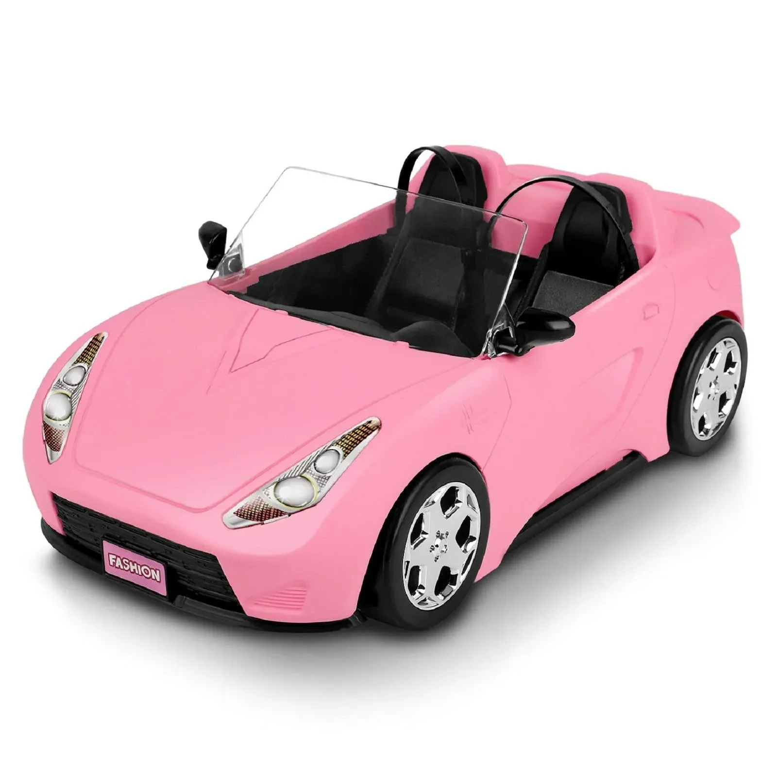 AOKESI Convertible Car, Pink Convertible Doll Vehicle with Working Seat Belts Dolls Toy Car for Dolls Accessories Set Great Gift for Girls