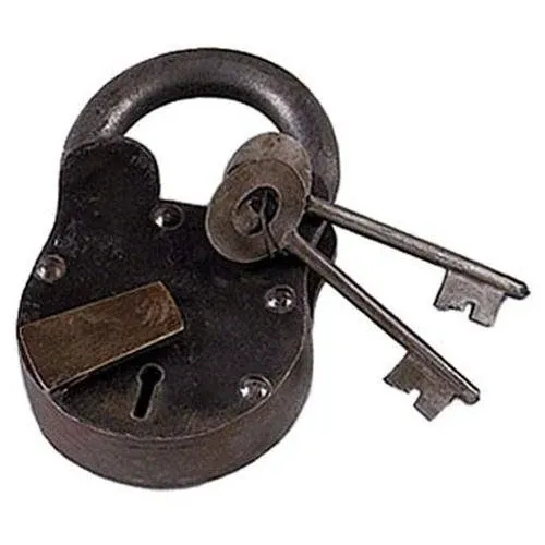 Reproduction Antique 4.5&#034;H Lock Padlock With Keys