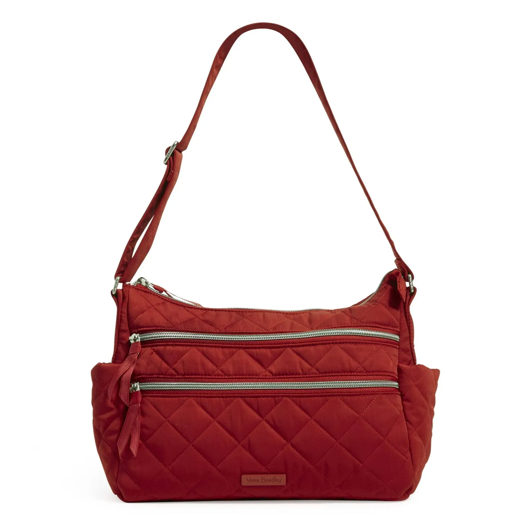 Vera Bradley Women's Performance Twill Triple Zip Shoulder Bag Cardinal Red