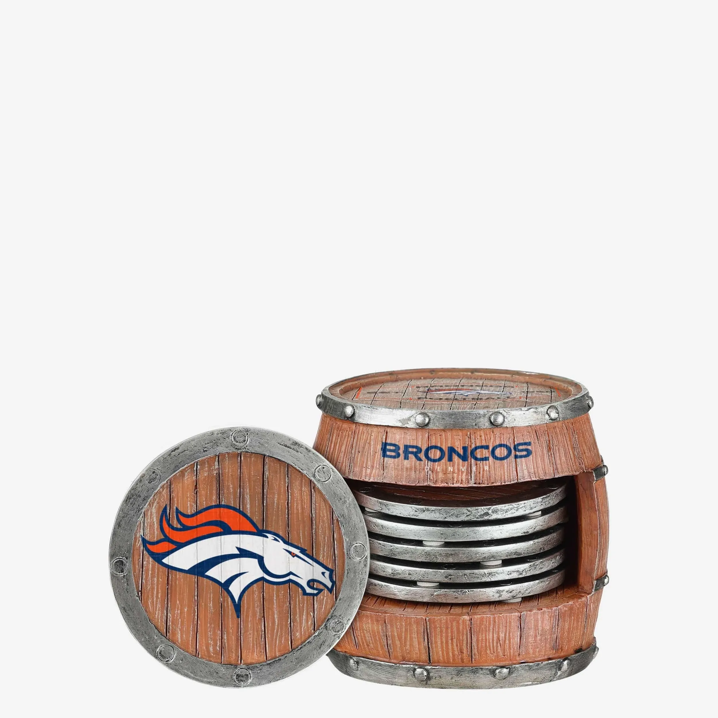 FOCO NFL Team Logo 5-Pack Barrel Beverage Drink Coaster Set