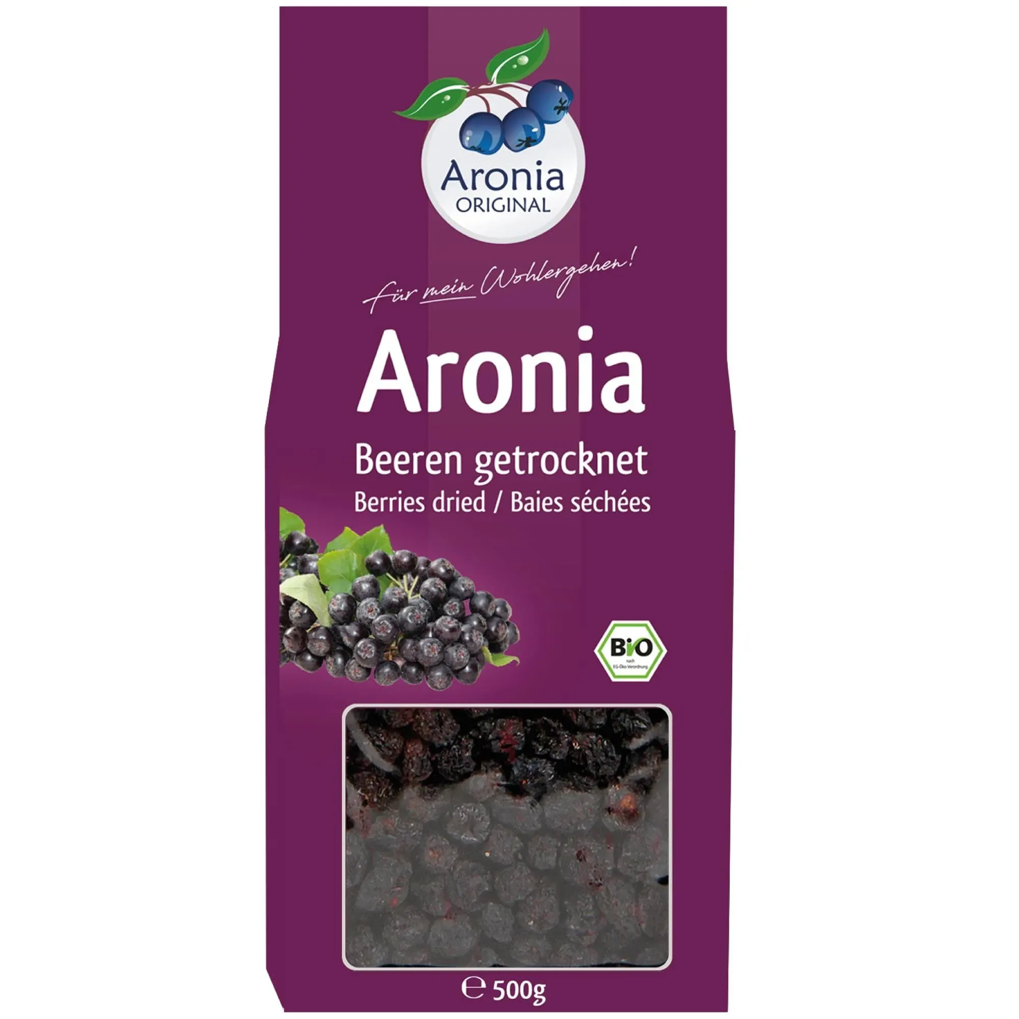 Aronia ORIGINAL Organic Dried Aronia Berries 500 g | Gently Dried Immediately After Harvest | No Added Sugar, No Sulfites, No Additives | Vegan, Organic Aronia Berry (Black Chokeberry)