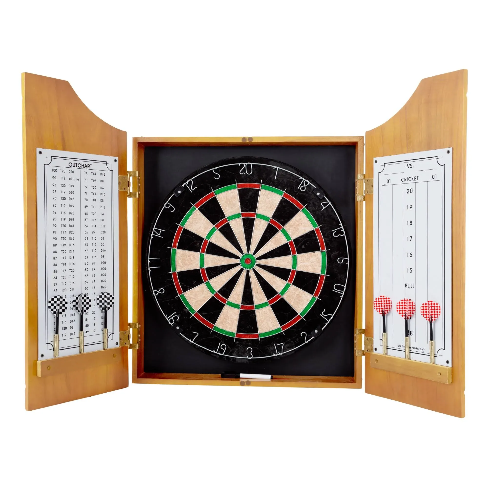 Trademark Games Dart Board Cabinet Set - Includes 6 Darts and Scoreboard