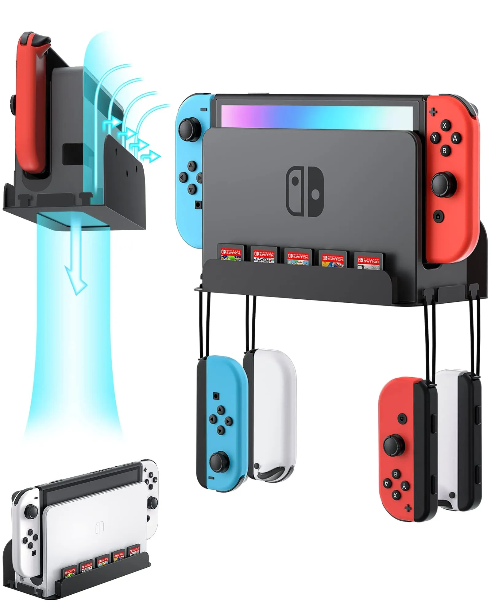 Wall Mount for Nintendo Switch and Switch OLED Metal Wall Mount Kit Shelf Stand