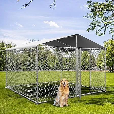 Lyromix Large Dog Kennel Outdoor Heavy Duty Outdoor Dog Kennel Chain Link Dog ...