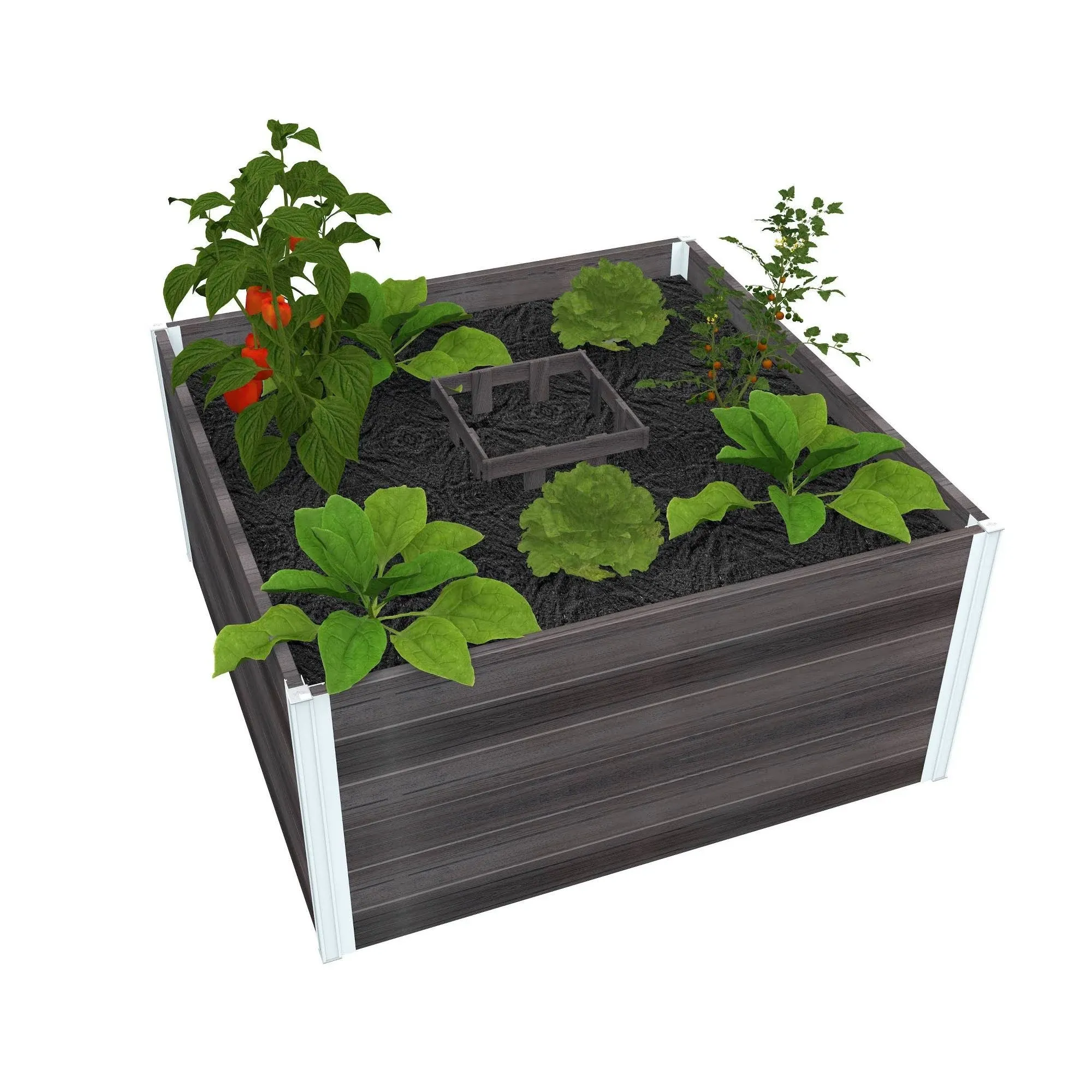 Vita Urbana 4'L x 4'W x 22"H Vinyl Keyhole Composting Garden, Espresso Brown