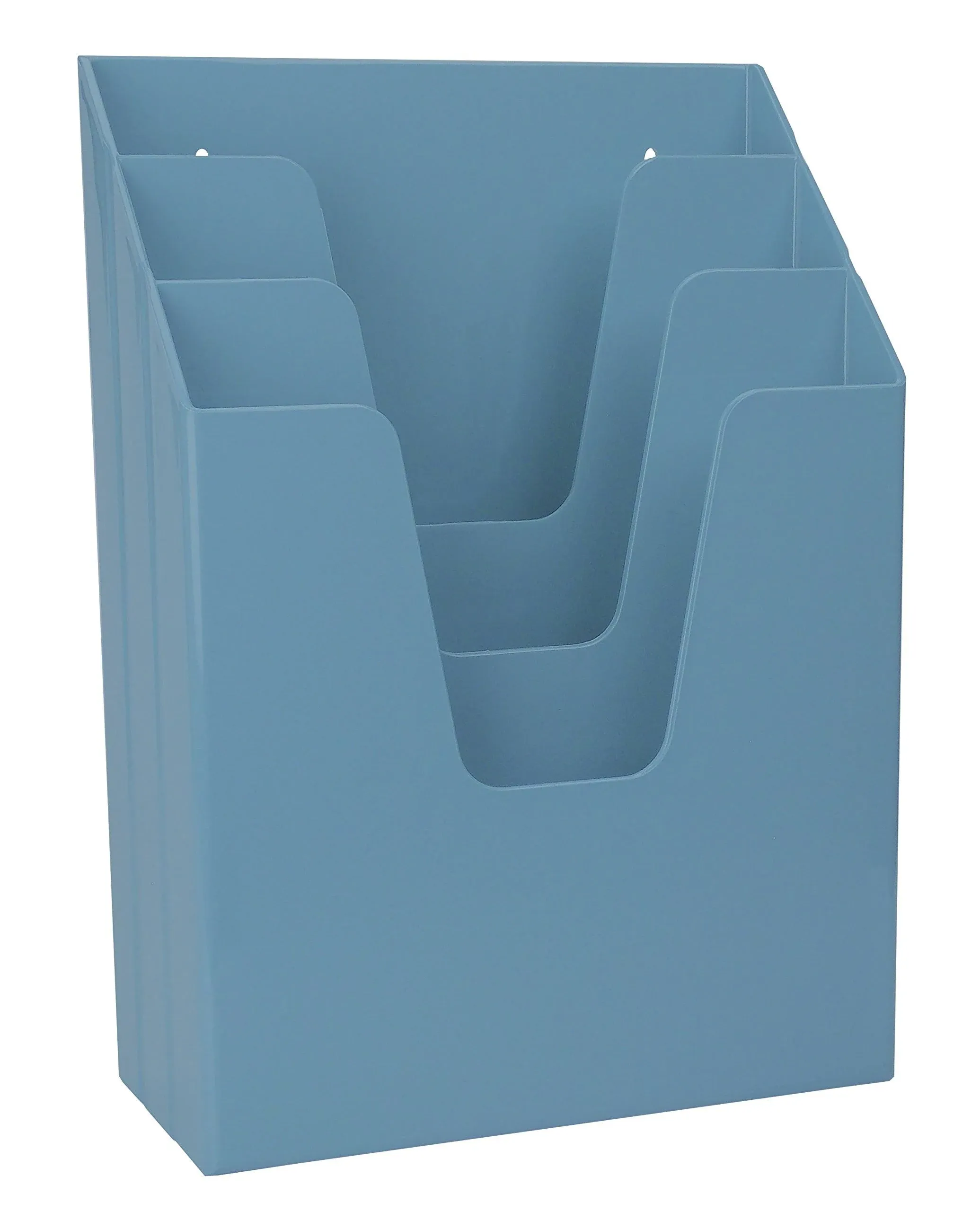 Vertical Triple File Folder Holder Organizer Solid Blue Color