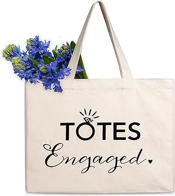 Prazoli Engaged Tote Bag Cute Engagement and Bridal Shower Gift for Bride to Be, Totes Engaged Bride Bag