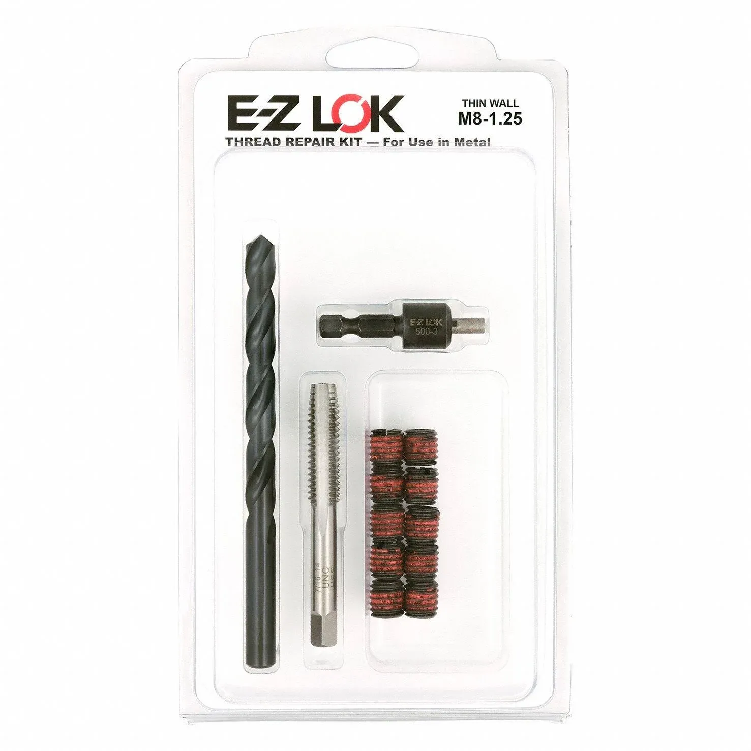 E-Z LOK EZ-310-M8 Thread Repair Kit for Metal Carbon Steel Threaded Inserts M8-1.25 and Installation Tools