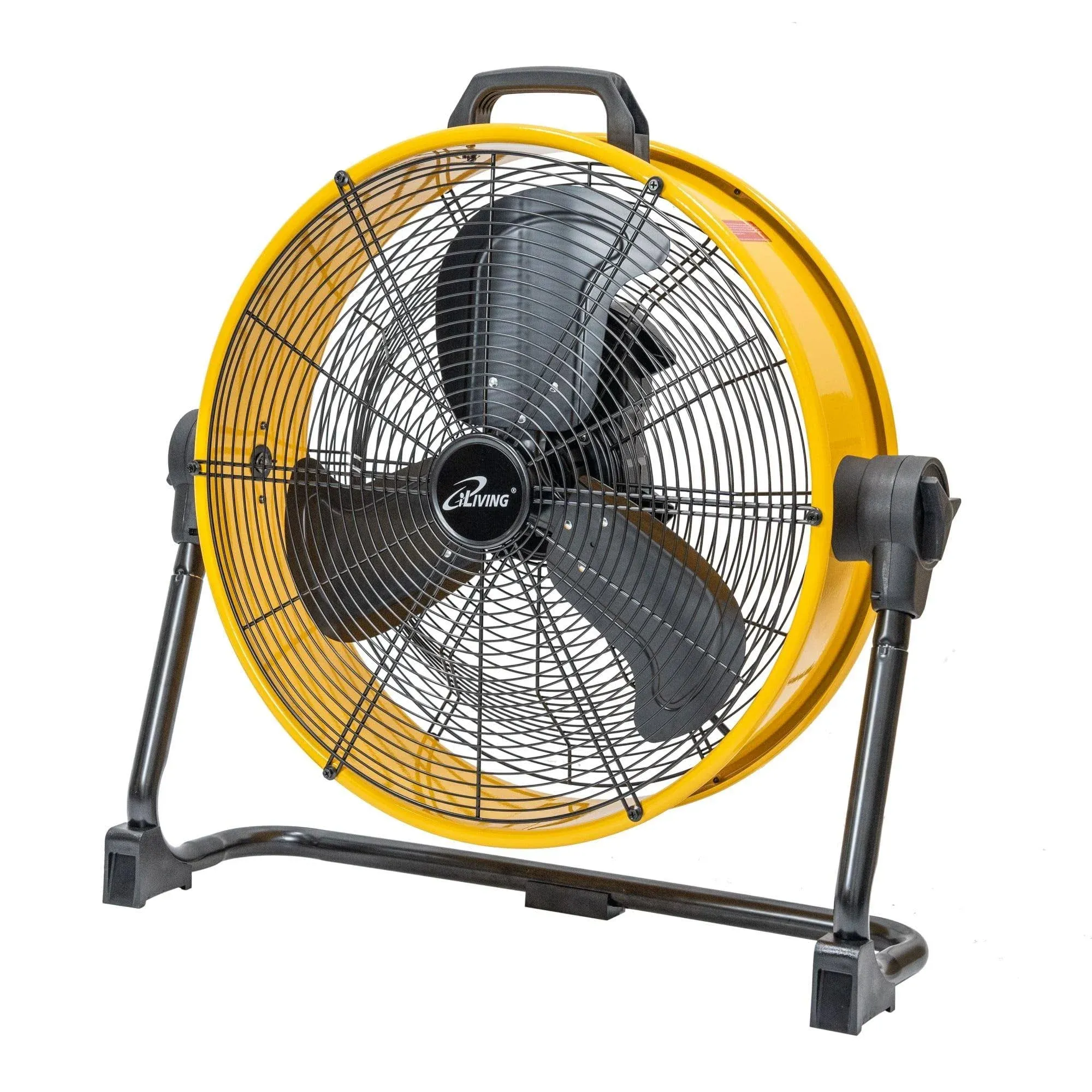 20 in. Step-less Speed Adjustment 5703 CFM Heavy Duty High Velocity Barrel Floor Drum Fan in Yellow with DC Motor