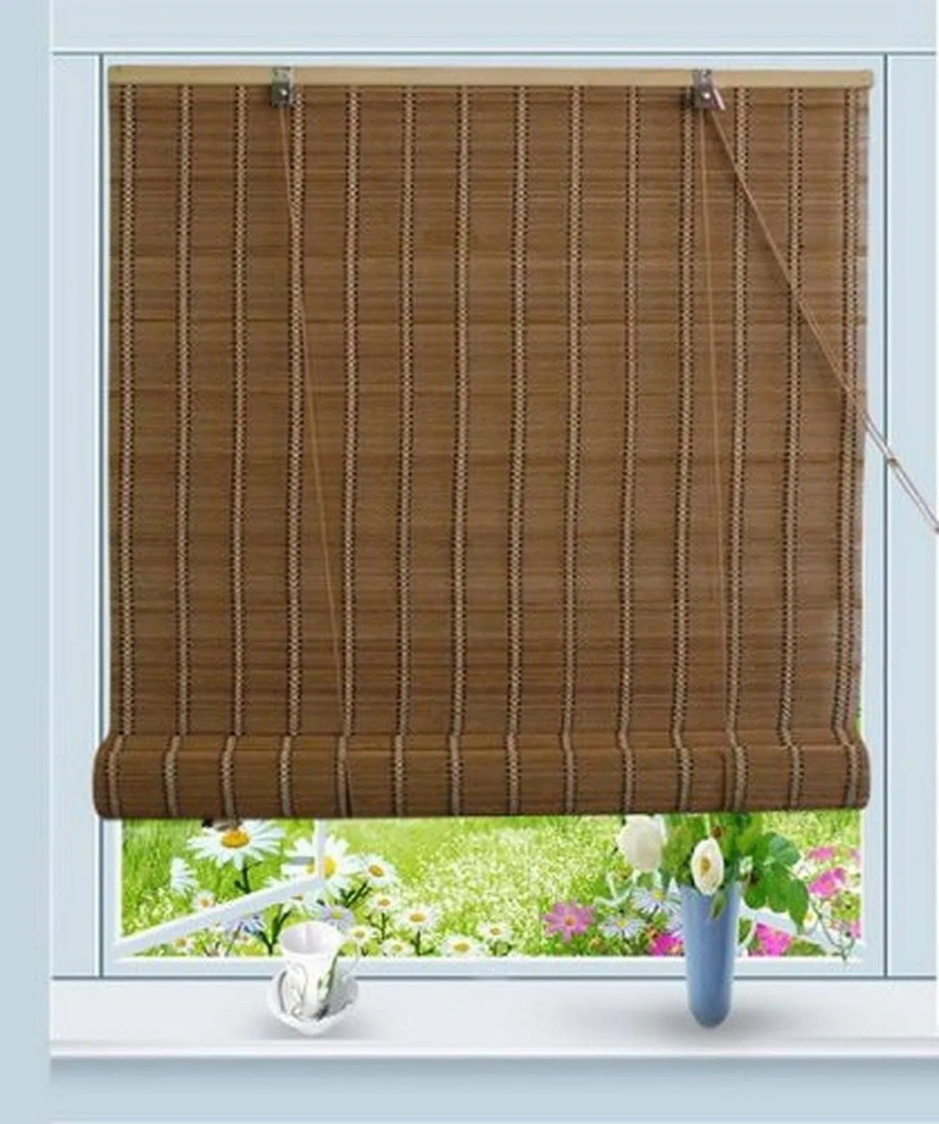 Bamboo Roll Up Window Blind Sun Shade H72