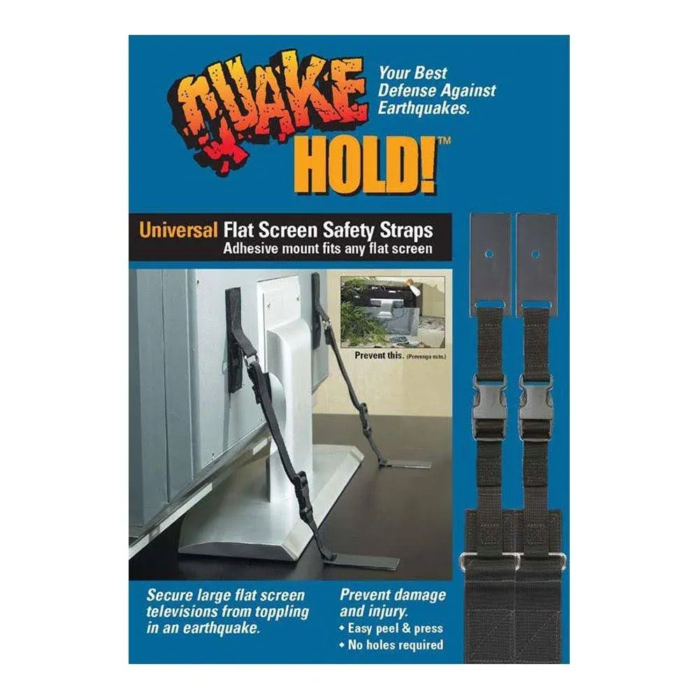 Quake Hold! ~ Universal Flat Screen Safety Straps ~ New! B14