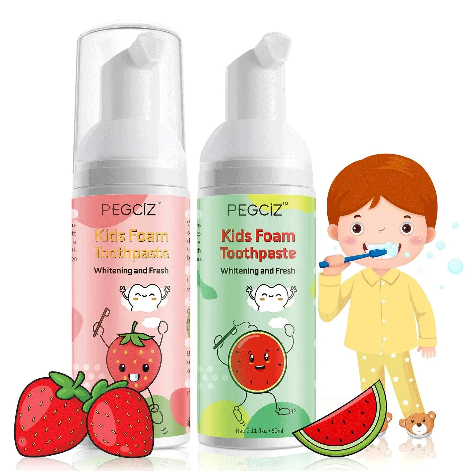 Foam Toothpaste Kids, Kids Mouthwash with Fruit Flavor - Toddler Toothpaste Age for Children, 360oCare Natural Anti-Cavity Formulas with Fluoride