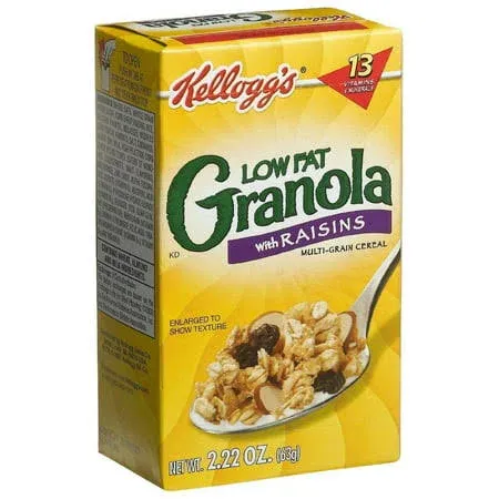 Low Fat Granola Cereal, with Raisins, 2.22oz (70 Count)