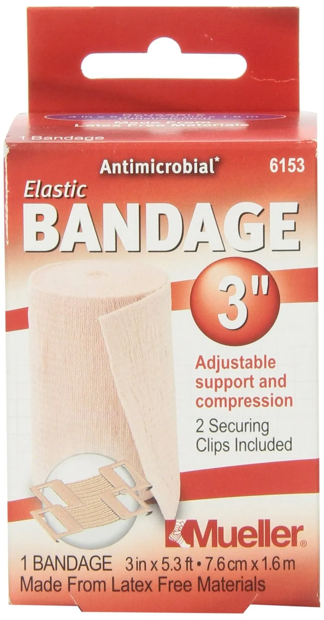 Elastic Bandage Mueller® 3 Inch X 5.3 Foot Clip Detached Closure Beige NonSterile Standard Compression