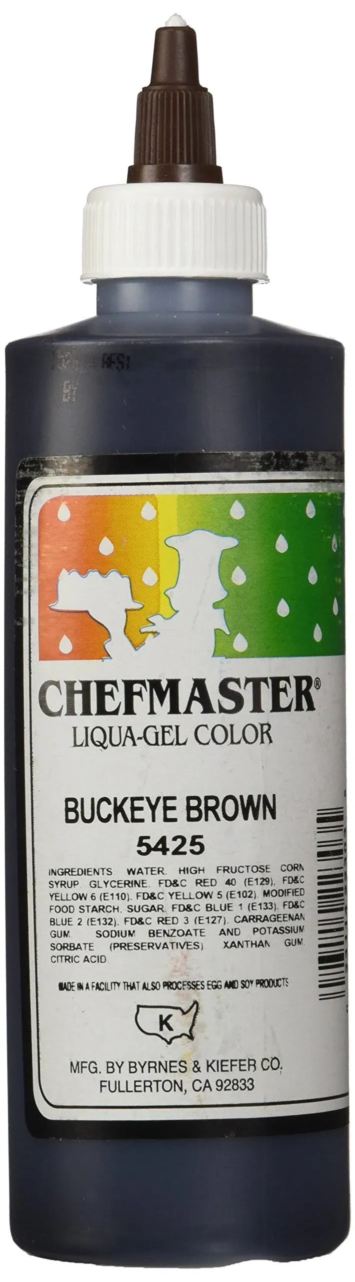 Chefmaster Buckeye Brown Liqua-Gel® Food Coloring | Vibrant Color | Professional-Grade Dye for Icing, Frosting, Fondant | Baking & Decorating | Fade-Resistant | Easy-to-Use | Made in USA | 2.3 oz