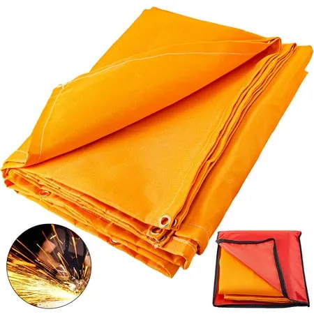 VEVOR Welding Blankets 8 x 10 ft Orange Fiberglass Blanket Portable Fiberglass Fire Retardant Blanket Welding Mat Welding Fireproof Thermal Resistant Insulation with Carry Bag