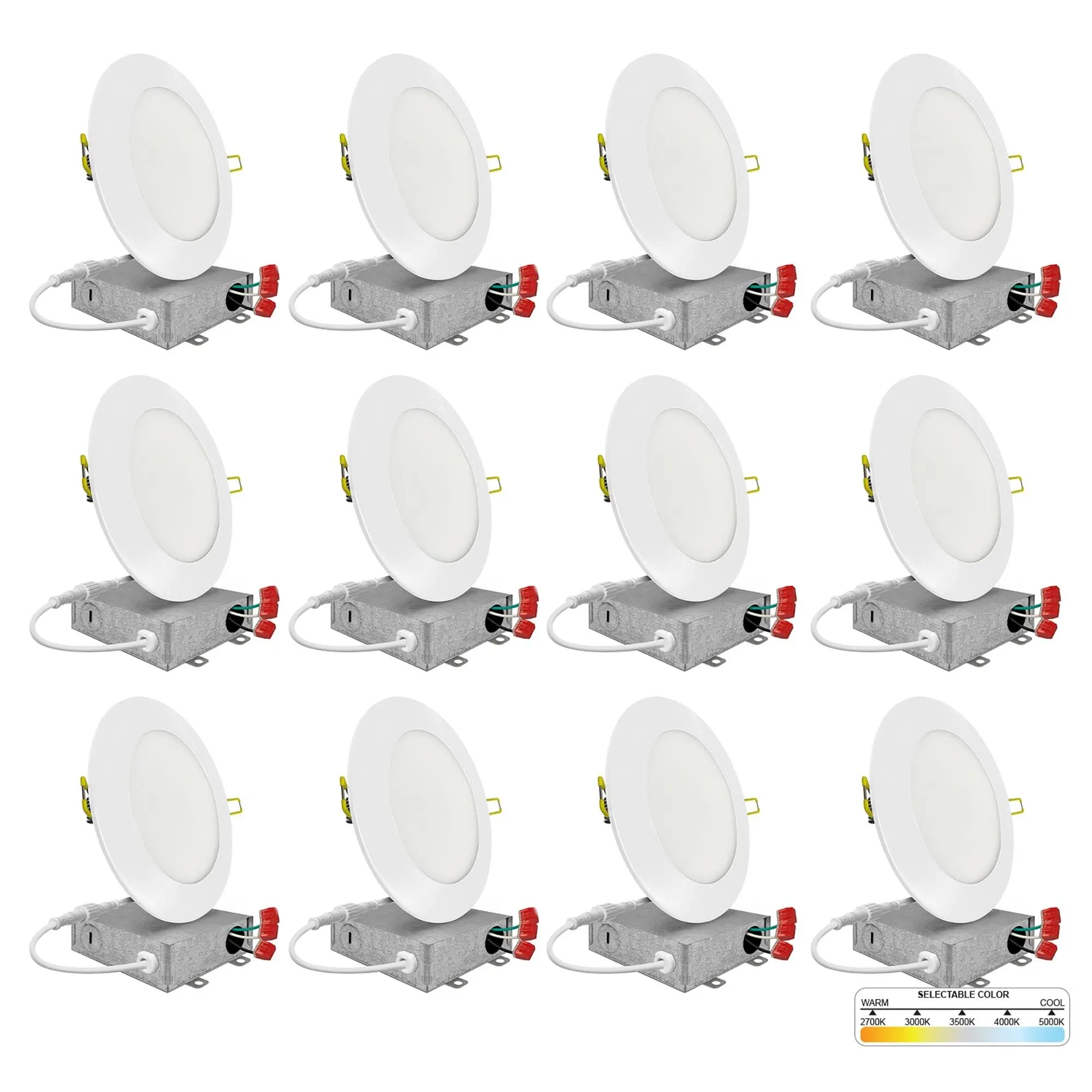 NUWATT 12-Pack 4" Inch Ultra-Thin LED Recessed Ceiling Lights