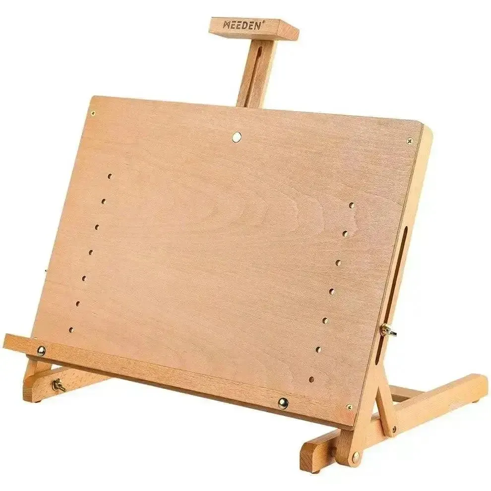 MEEDEN Large Drawing Board Easel, Solid Beech Wooden Tabletop H-Frame Adjustable ...