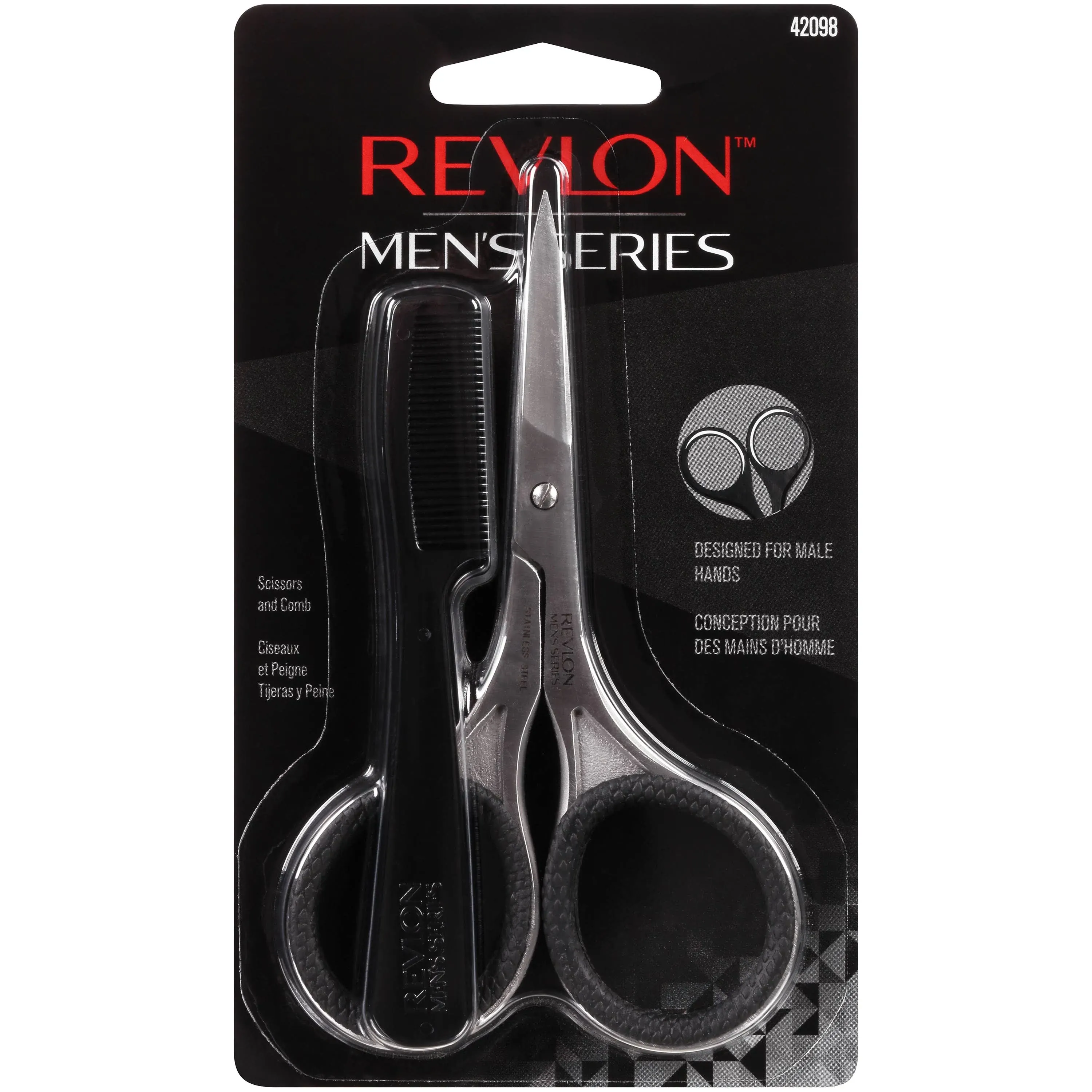 "Revlon Men's Series Facial Hair Kit, includes Scissors and Comb for Trimming and Styling, Made with Stainless Steel"