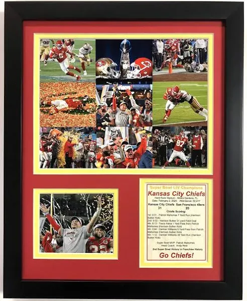 Legends Never Die 2019 Kansas City Chiefs Super Bowl LIV Champions Collage Framed 12"x15