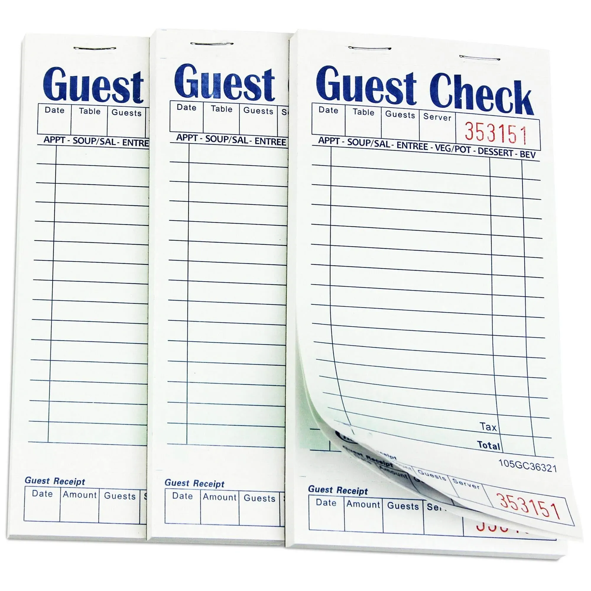 Guest Check Server Pads Order Book for Restaurants 50 Pads 50 Sheets