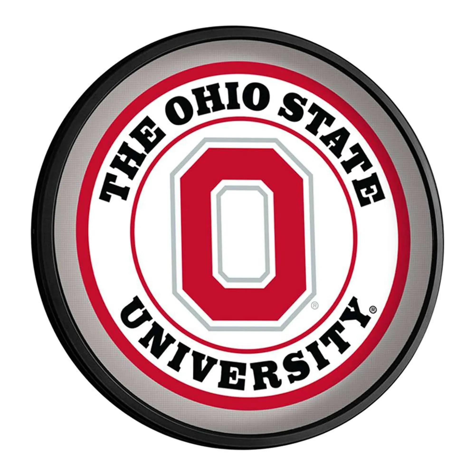 The Fan-Brand Ohio State Buckeyes Round Slimline Lighted Wall Sign - Football, Basketball & Baseball Wall Decor - College Sports Decor for Home, Office, Game Room, Fan Cave, Garage - USA Made