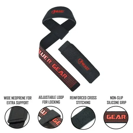 Beastpowergear Weight Lifting Straps Dead Lift Straps Neoprene Padded | Non Slip Silicone Grip | Additional Support for Powerlifting Bodybuilding Deadlifts Crossfit Strength Training