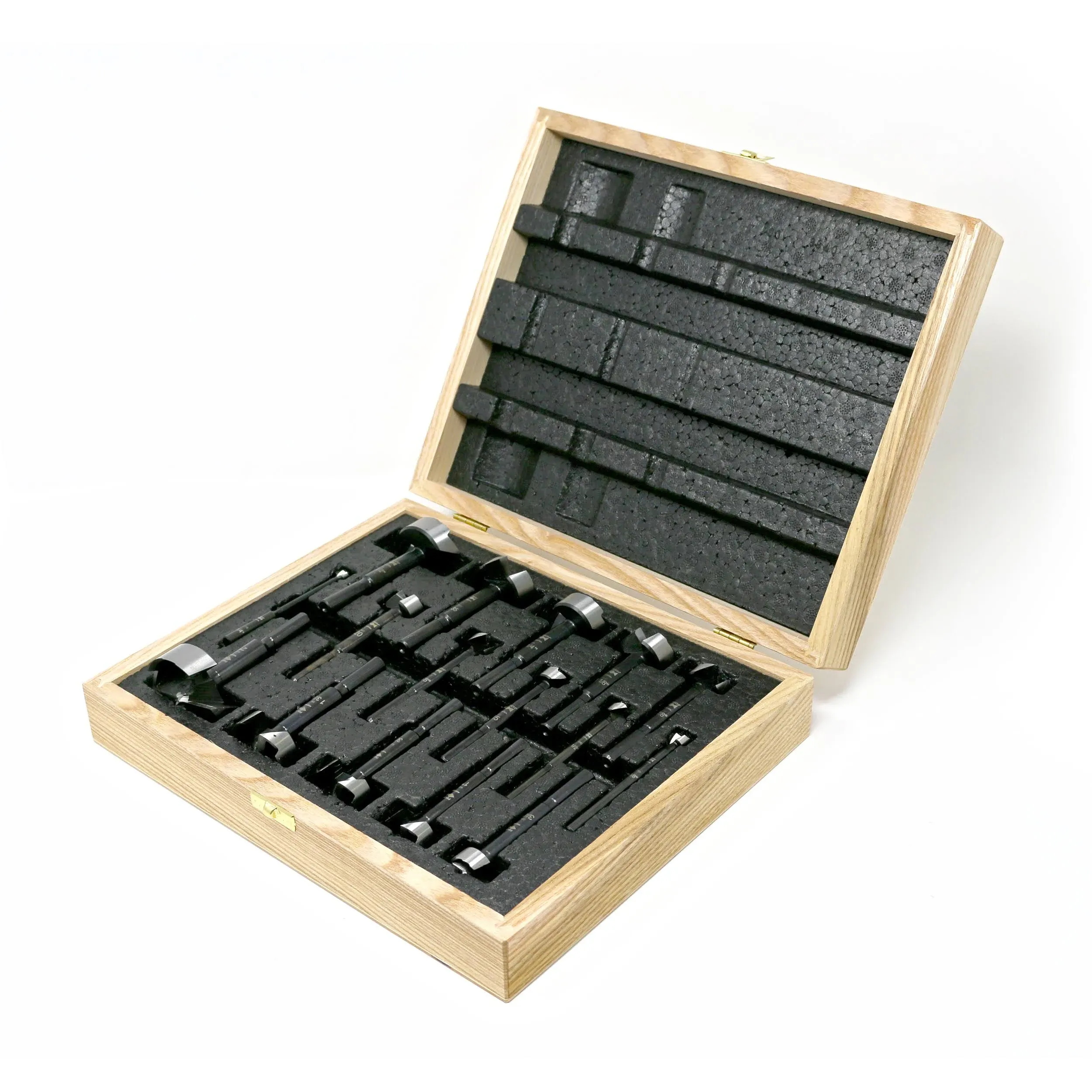 Fisch FSA-375005 16 Piece Black Shark Forstner Drill Bit Combo Set Custom Wooden Box Includes Bits from 15mm up to 35mm and 1/4-inch up to 2-inch Diameter Forged Steel Made in Austria