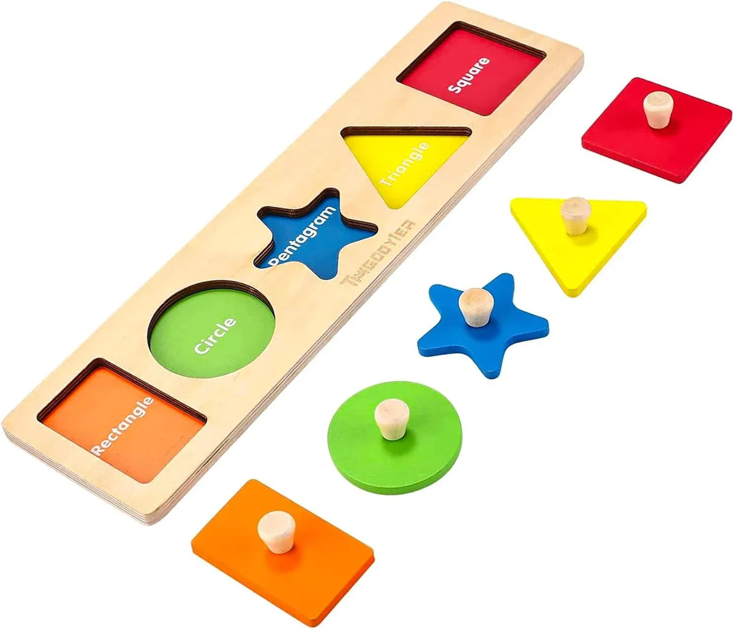 Shapes Jumbo Knob Wooden Peg Puzzles for Baby Toddler Ages 1-3, Educational Toys