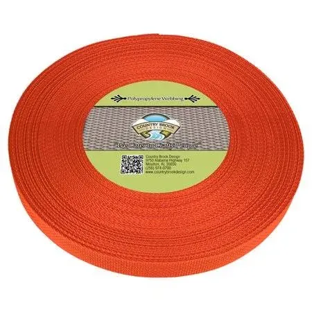 Country Brook Design 1 inch Orange Polypro Webbing, 10 Yards, Kids Unisex