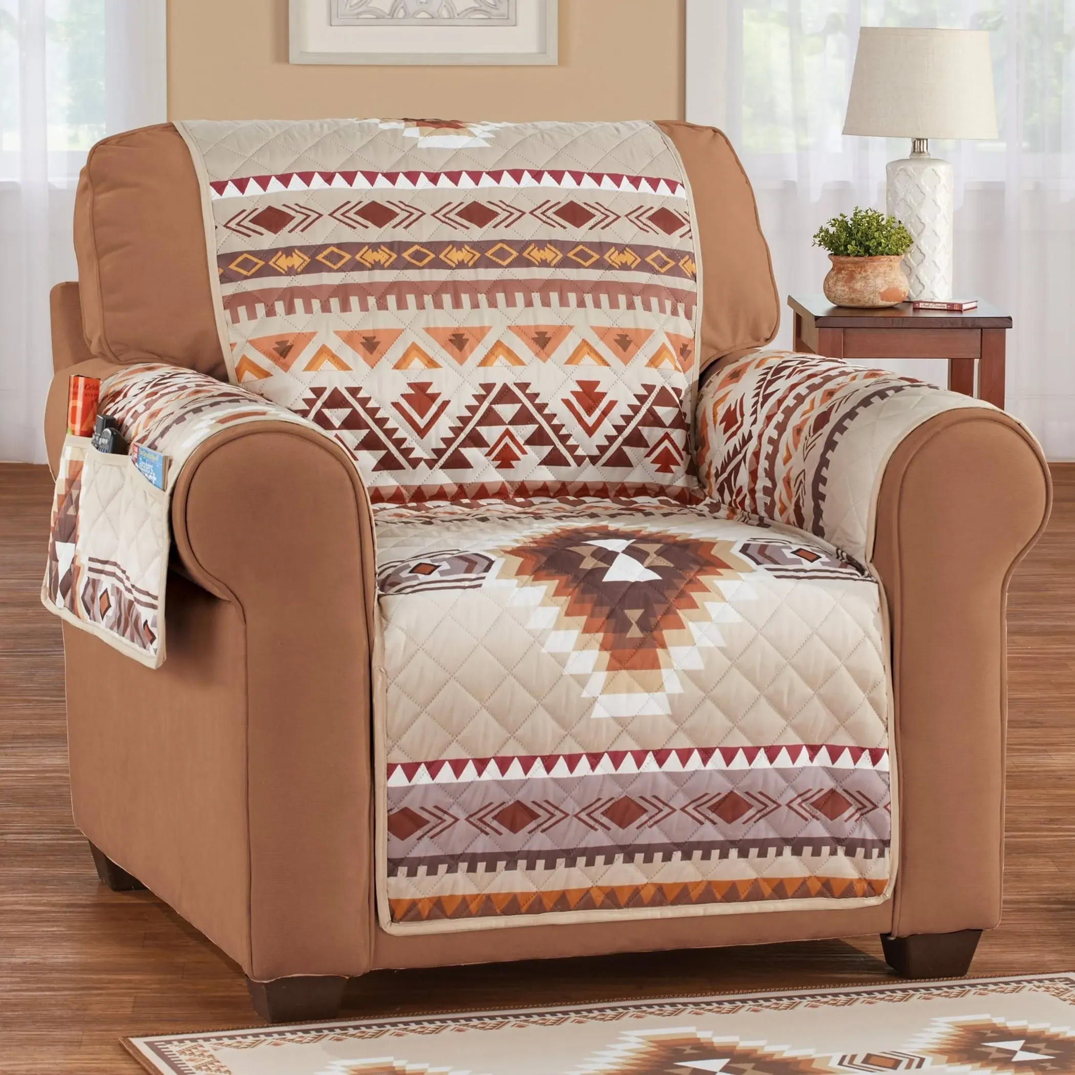 Collections Etc Quilted Neutral Southwest Aztec Furniture Cover