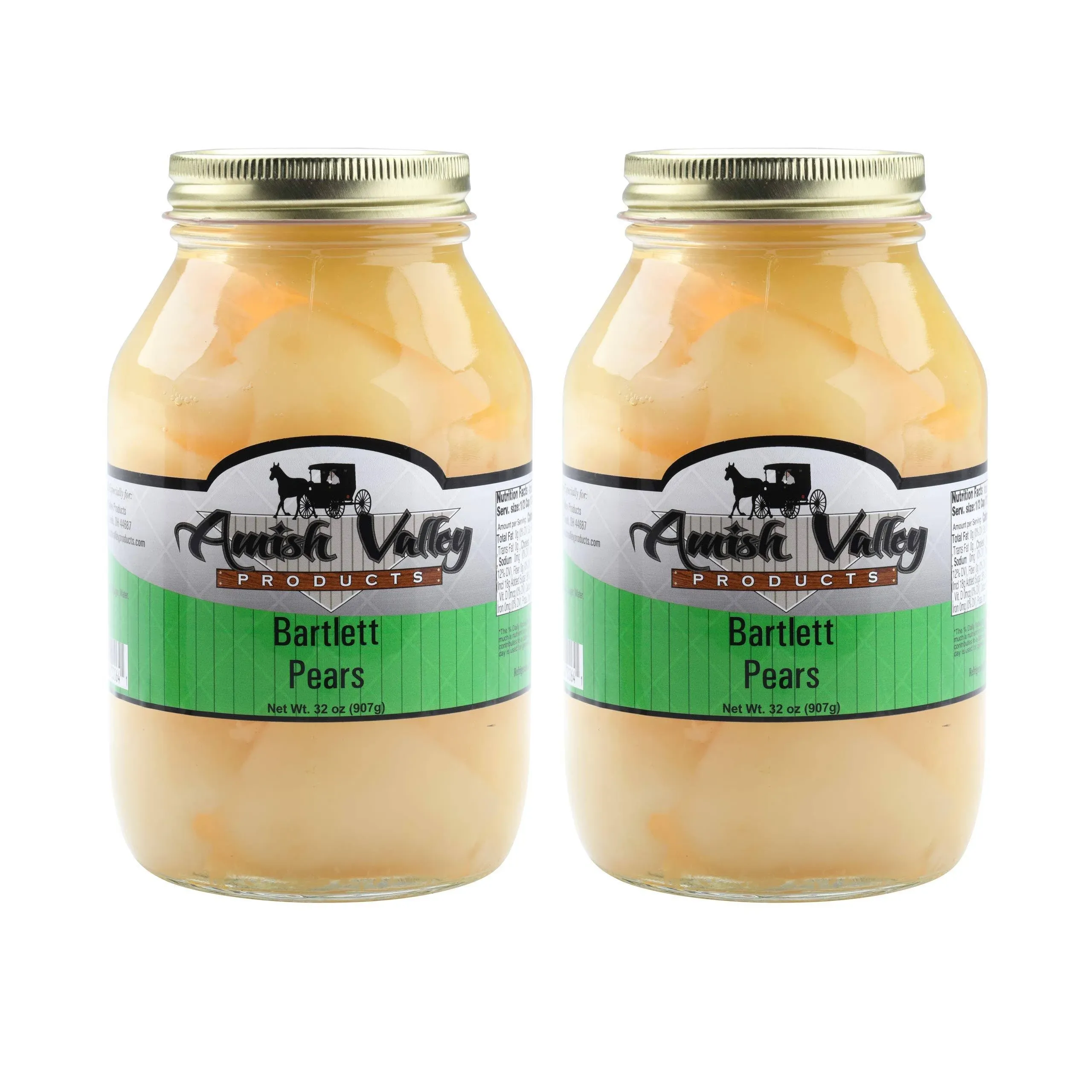 Amish Valley Products Old Fashioned Bartlett Pear Halves Canned Pears Jarred in 32 oz Glass Jar