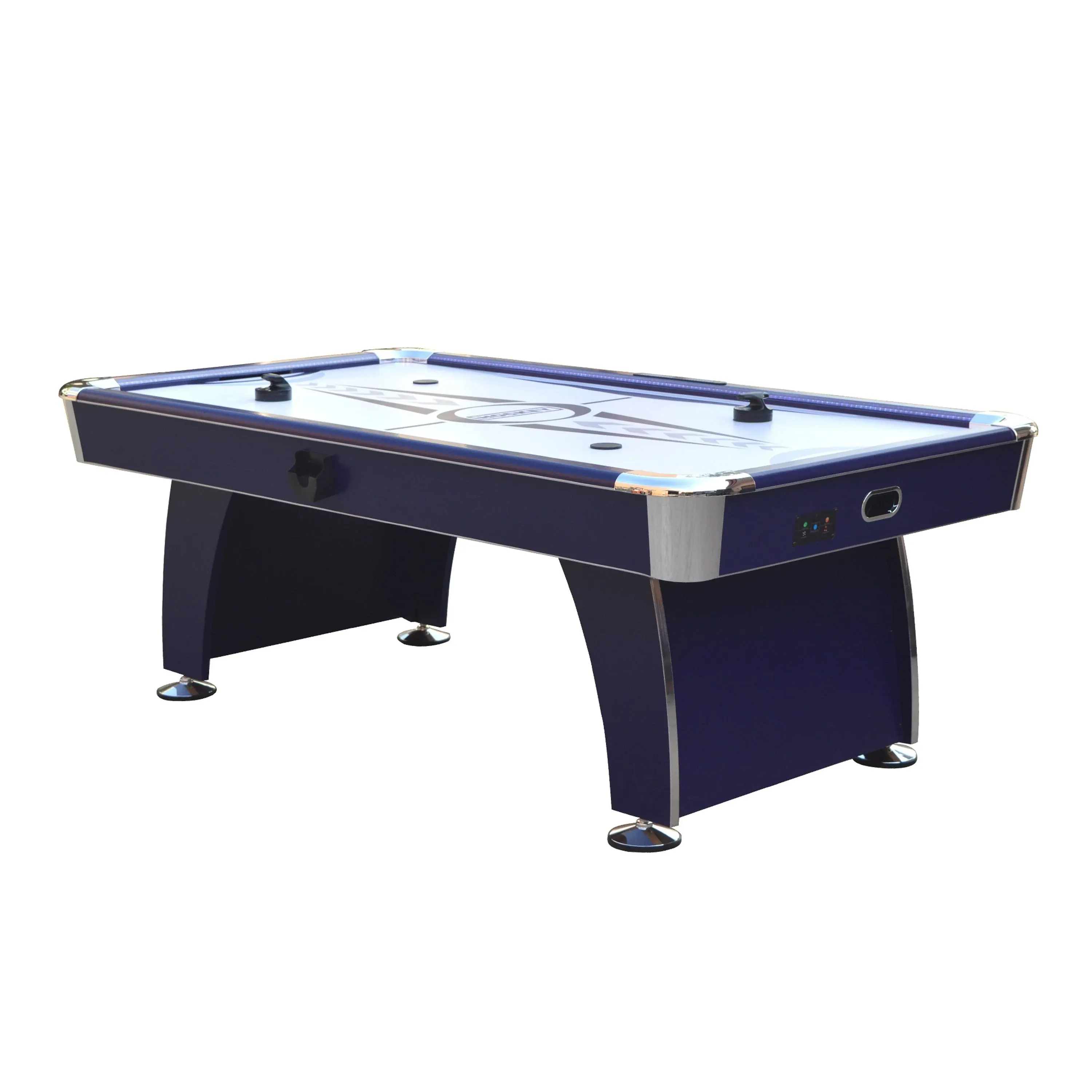 Hathaway Phantom II 7.5-ft Air Hockey Game Table for Perfect for Family Recreation Game Rooms with Electronic Scoring, High-Powered Blower, Strikers and Pucks, Blue/White/Silver