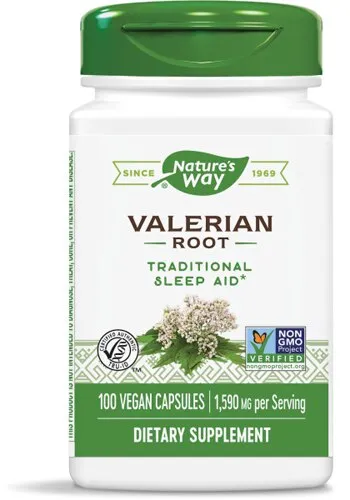 Nature's Way
           Valerian Root - Traditional Sleep Aid -- 1590 mg Per Serving - 100 Vegan Capsules
        
        
        
        
        
          
          SKU #: 033674177006
          
            Shipping Weight:
              0.24 lb
            
          
          
            Servings:
              33