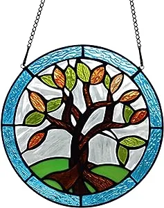 HAOSUM Tree of Life Stained Glass Window Hangings,Tree of Life Suncatchers Ho...