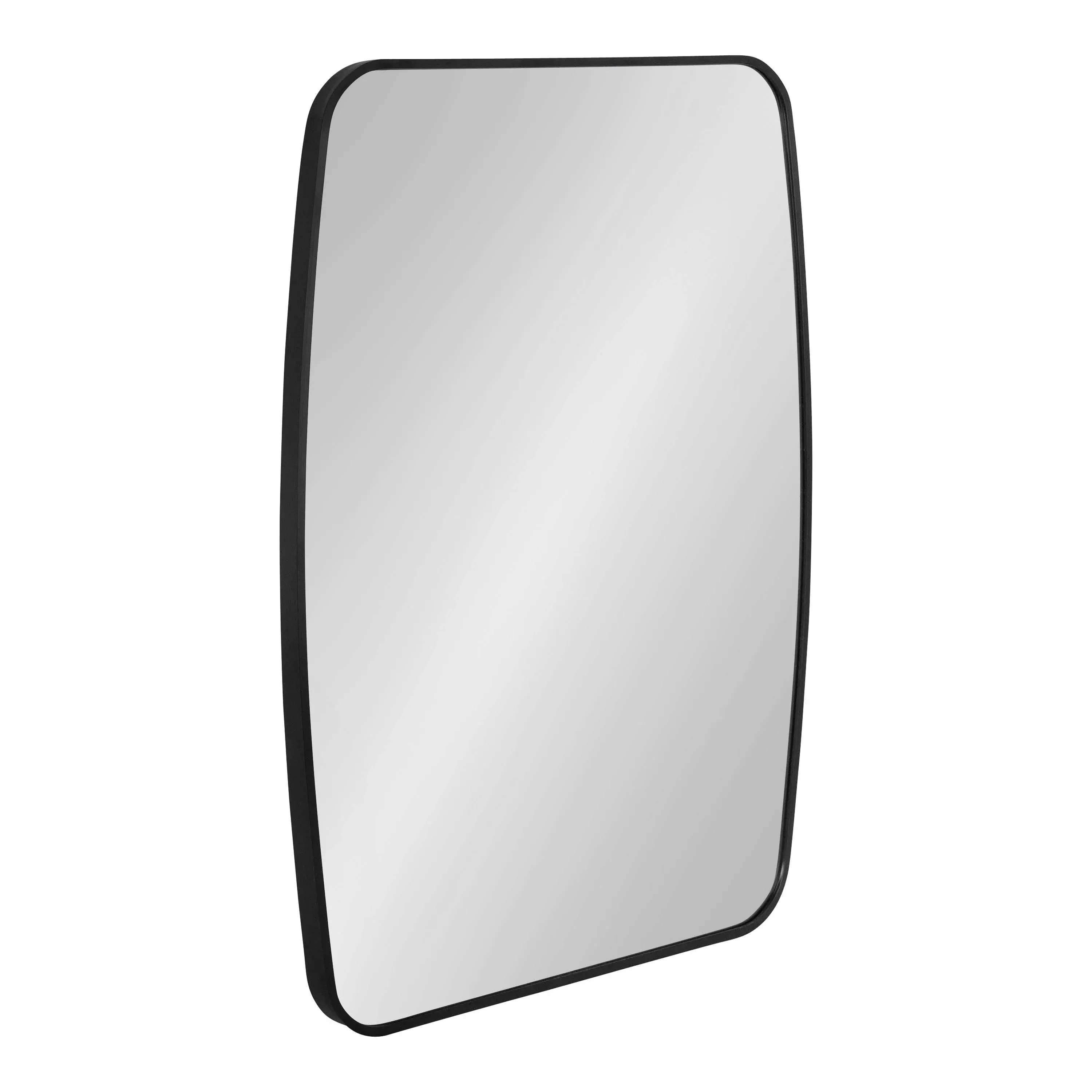 Zayda Modern Square Barrel Oval Framed Wall Mirror 20 X 28 Black Metal Minimalis