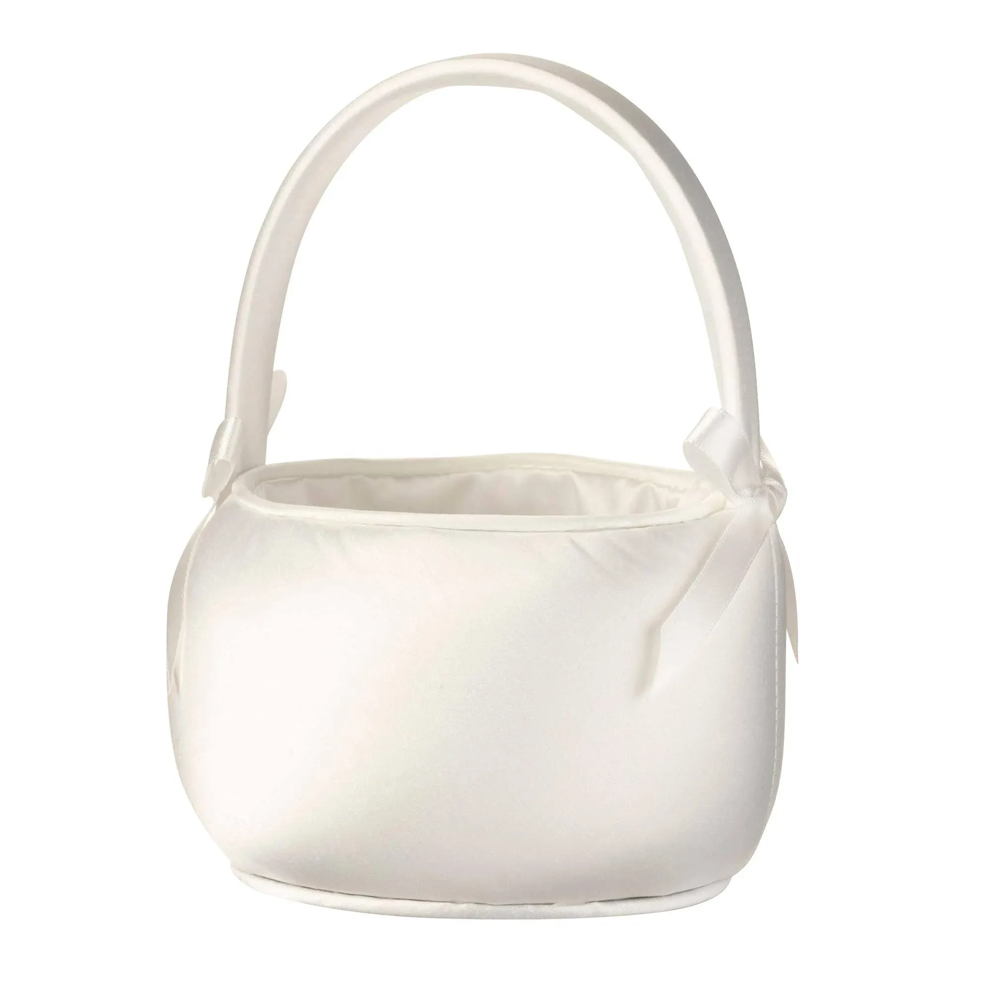 Lillian Rose Round Satin Basket in Off-White