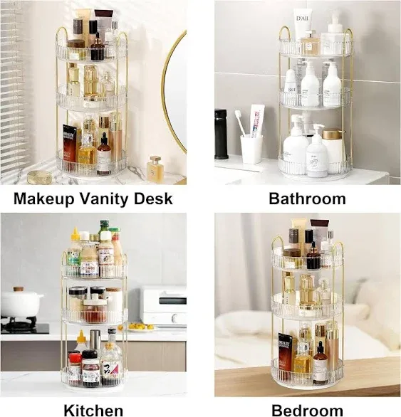 Weidace 360 Rotating Makeup Organizer for Vanity, Bathroom Countertop Organizer 