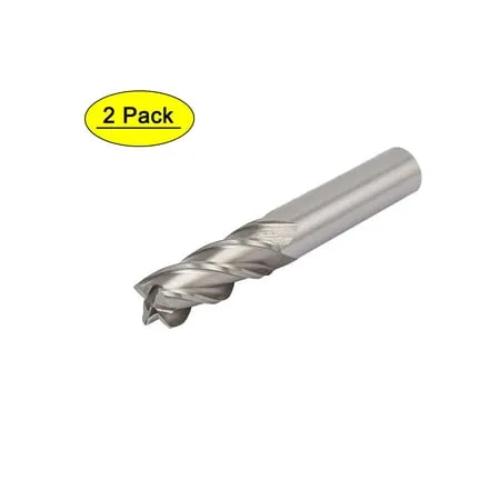 Unique Bargains 1/2 Cutting Dia 4 Spiral Flutes Straight Shank Cutter HSS-AL End Mill Bit 2pcs