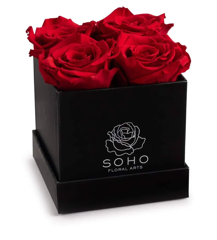 Soho Floral Arts | Roses in A Box | Real Roses Last A Year or More (Black Square ...