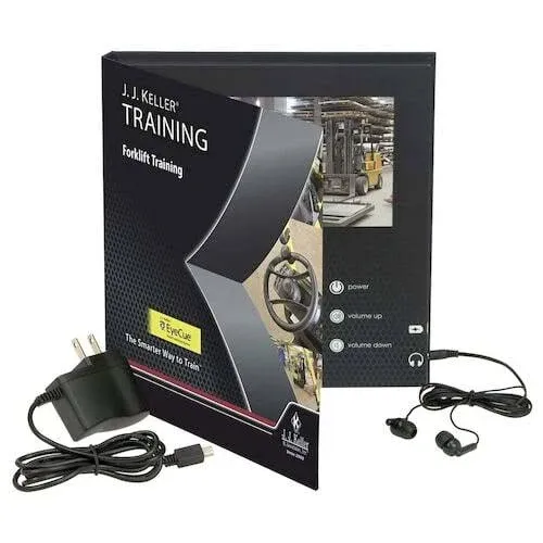 Forklift Training Video Training Book in English & Spanish from J. J. Keller - 100% OSHA Compliant for Training Certification- Includes Program, Employee Handbooks, Training Log, Earbuds & AC Adapter