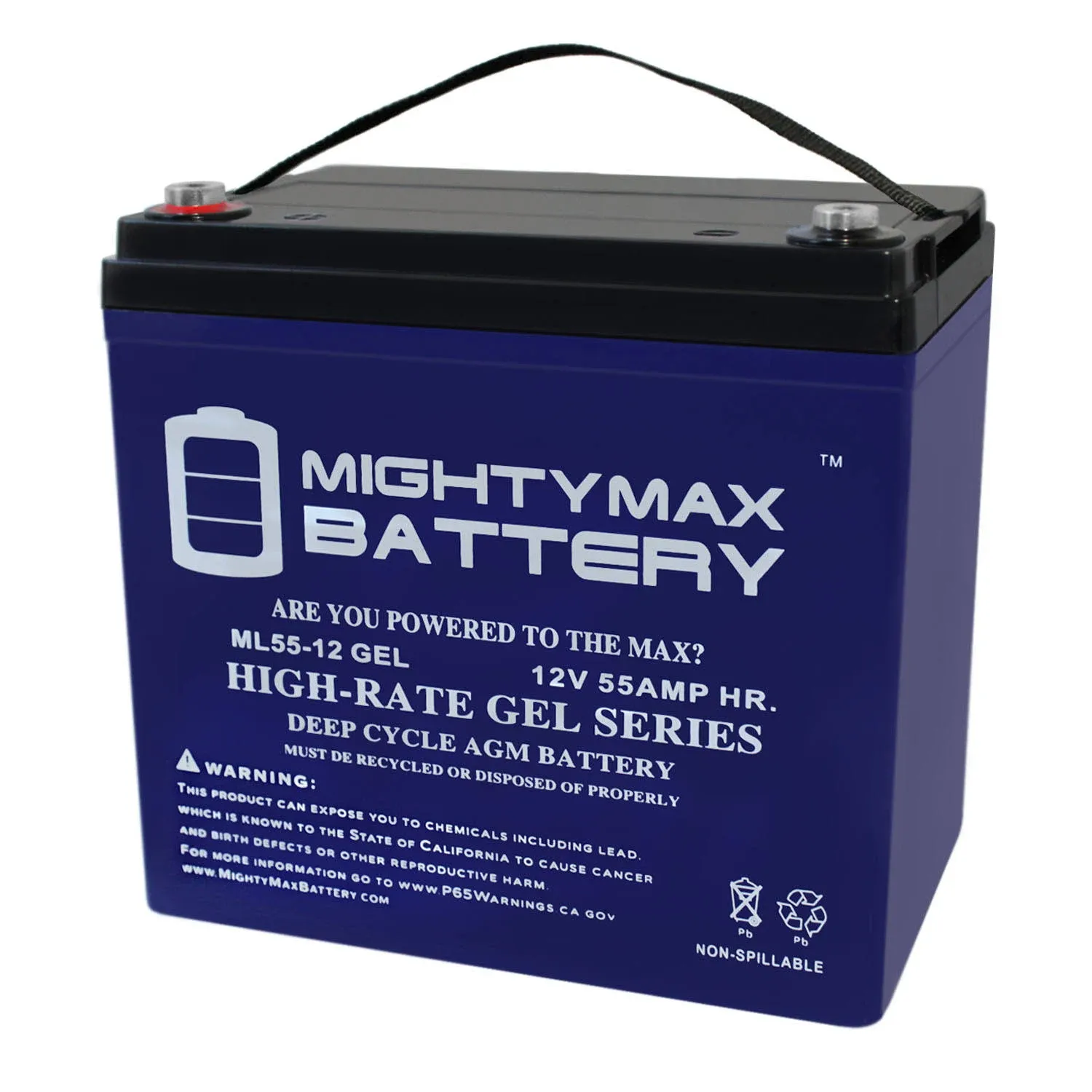 Mighty Max Battery 12V 55AH Gel Battery for Power Boat Pontoon Electric Trolling Motor