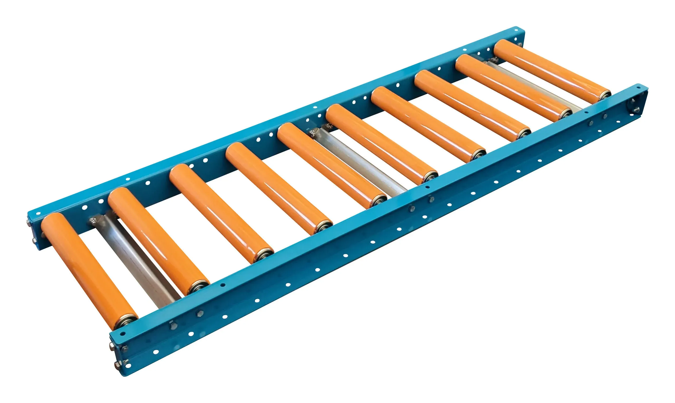 Lavex 18" x 60" Medium-Duty Gravity Conveyor with 1 15/16" Polyurethane Coated Rollers and 6" Centers - 2680 lb. Capacity