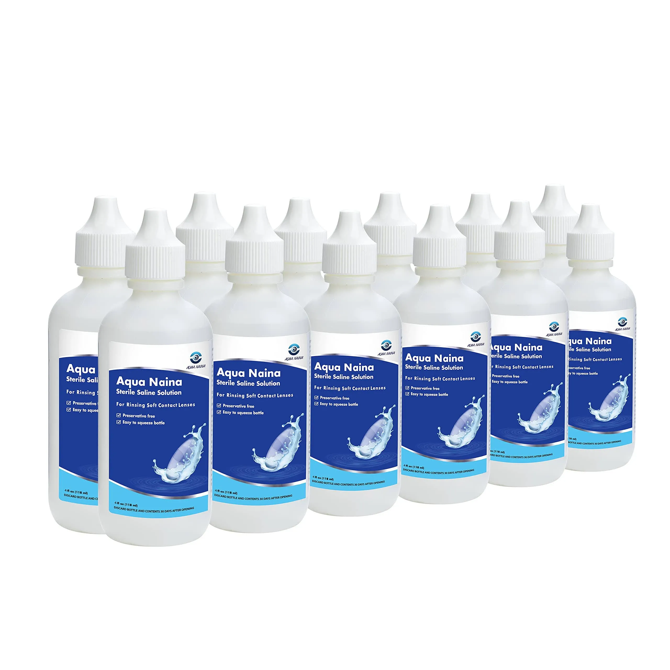 Aqua Naina (4X 4Fl. Oz) - Preservative Free Sterile Saline Solution - Unisol ...